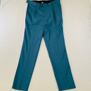 ASOS‎ Men's Pleated Dress Pants Blue White Side Stripe Size 34x32